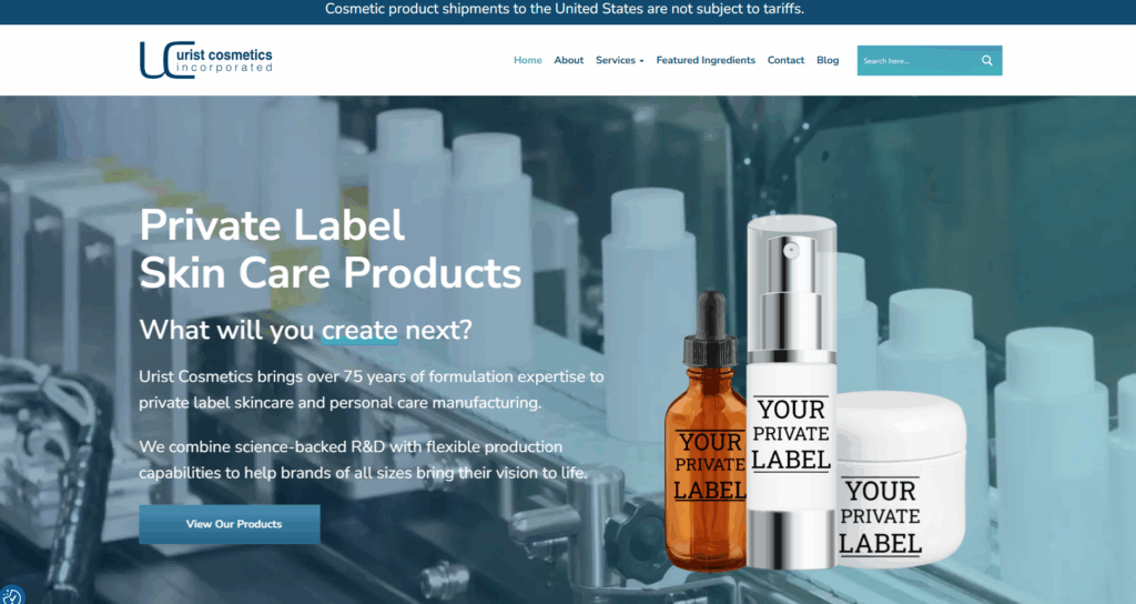 Urist Cosmetics is a North American skincare manufacturer with over 75 years of experience, providing clean, vegan, and science-backed private label solutions including exosome-based formulations, custom development, and low-MOQ production for emerging beauty brands.