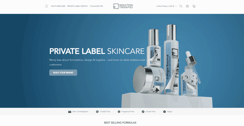 Induction Therapies is a U.S.-based private label skincare manufacturer founded by chemist Angelia Inscoe, offering clean, vegan, and clinically proven exosome formulations designed for professional and consumer use.