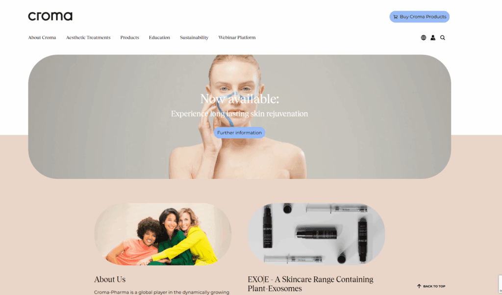 Croma Pharma is an Austria-based aesthetic and skincare manufacturer combining pharmaceutical-grade precision with plant-derived exosome technology, delivering clinically developed regenerative skincare backed by decades of medical innovation and global credibility.